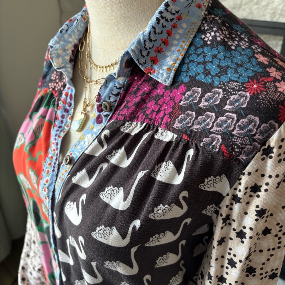 Maeve by Anthropologie Paz Floral Patchwork Button Down